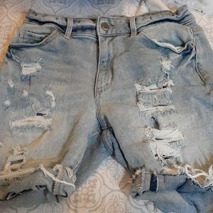 Light wash denim shorts